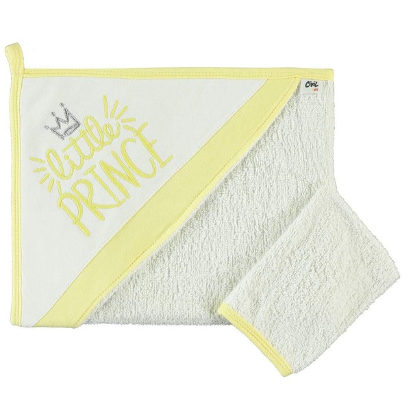 Βρεφική πετσέτα μπάνιου little prince λευκό κίτρινο για αγόρια 70χ70 
