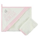Βρεφική πετσέτα μπάνιου little princess λευκό ροζ για κορίτσια 70χ70 