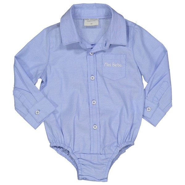 Βρεφικό πουκάμισο κορμάκι γαλάζιο για αγόρια (6-18 μηνών)