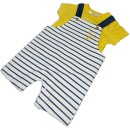 Βρεφική καλοκαιρινή σαλοπέτα ριγέ κίτρινο λευκό μπλε για αγόρια (3-9 μηνών)