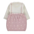 Βρεφικό φόρεμα πλεκτό δίχρωμο εκρού ροζ για κορίτσια (6-24 μηνών)