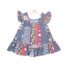 Βρεφικό φόρεμα κοντομάνικο τζιν πολύχρωμο για κορίτσια Babybol 12150 (24 μηνών)