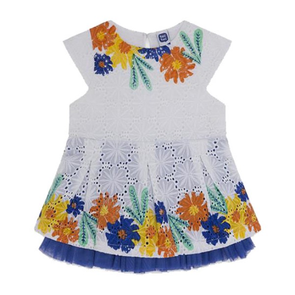 Παιδικό φόρεμα λευκό με λουλούδια πολύχρωμα Tuc Tuc 11300228 για κορίτσια (2-3 ετών)