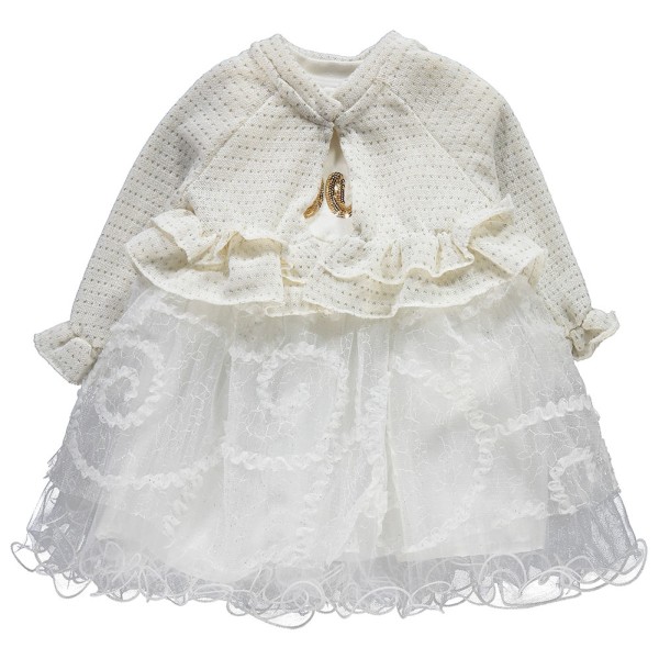 Βρεφικό φόρεμα με ζακετάκι εκρού για κορίτσια (6-24 μηνών) 