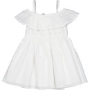Βρεφικό φόρεμα με βολάν και κεντημένα λουλούδια λευκό για κορίτσια (9-36 μηνών)