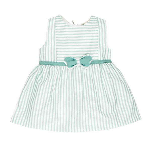 Βρεφικό φόρεμα με φιόγκο ριγέ λευκό-βεραμάν EMC AA4633 για κορίτσια (9-24 μηνών)