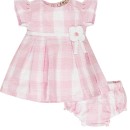 Βρεφικό φόρεμα με λουλούδι καρό ροζ EMC AA4637 για κορίτσια (9-24 μηνών)