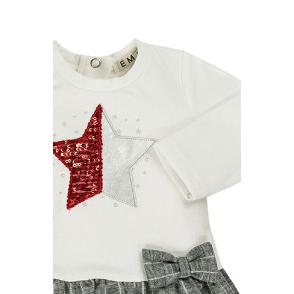 Παιδικό φόρεμα λευκό με πούλιες για κορίτσια EMC AA4606 (9-18 μηνών)