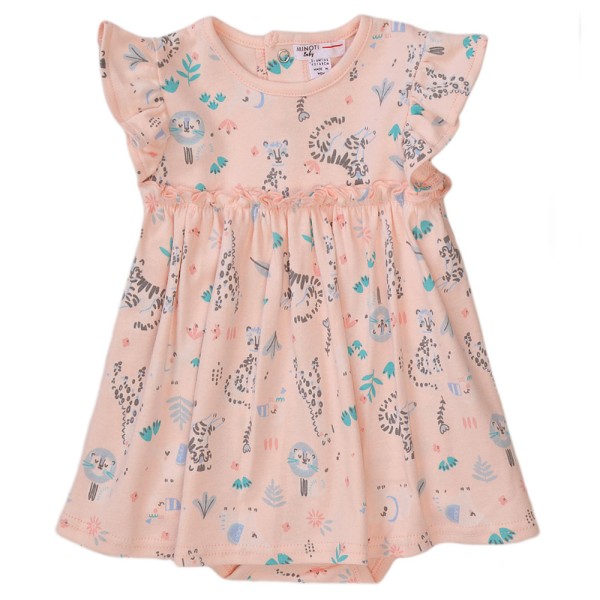 Βρεφικό σετ φόρεμα με φουφούλα ζώα ροζ Minoti EXPLORE9 για κορίτσια (0-12 μηνών)