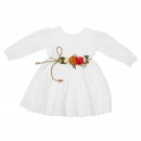Βρεφικό φόρεμα μακρυμάνικο με κυπούρ δαντέλα λευκό για κορίτσια (6-12 μηνών)
