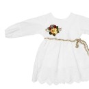 Βρεφικό φόρεμα μακρυμάνικο μα κυπούρ δαντέλα λευκό για κορίτσια (6-12 μηνών)