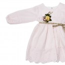 Βρεφικό φόρεμα μακρυμάνικο με κυπούρ δαντέλα ροζ για κορίτσια (6-12 μηνών)