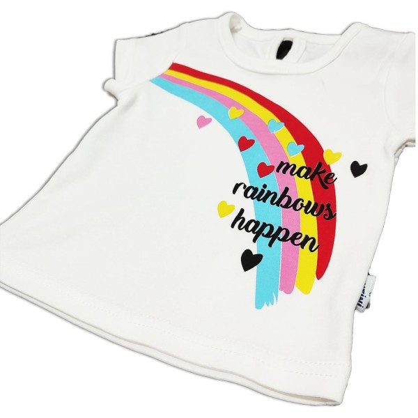 Βρεφικό σετ T-shirt και σορτς rainbow λευκό ροζ (12-24 μηνών) 