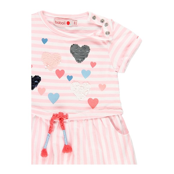 Βρεφικό ριγέ φόρεμα με φουφούλα ροζ/λευκό για κορίτσια Boboli 212106-9567 (6-18 μηνών)