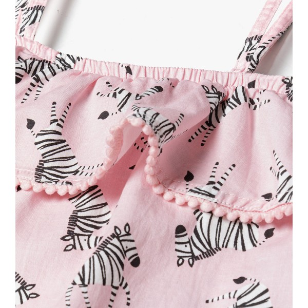 Βρεφική ολόσωμη φόρμα ροζ με ζέβρες AFRICA5 για κορίτσια (12-36 μηνών)