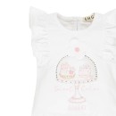 Βρεφική μπλούζα με βολάν και αρκουδάκι λευκή-ροζ EMC BX1894 για κορίτσια (12-24 μηνών)
