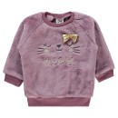 Βρεφική μπλούζα με γατούλα βελουτέ μωβ για κορίτσια (6-24 μηνών)