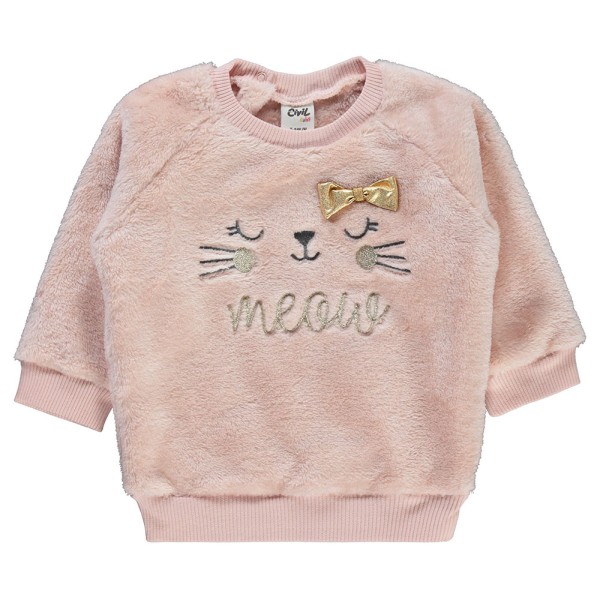 Βρεφική μπλούζα με γατούλες σομόν για κορίτσια (6-24 μηνών)