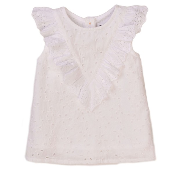 Παιδική μπλούζα μπροντερί λευκή Minoti SUNSHINE6 για κορίτσια (3-8 ετών)