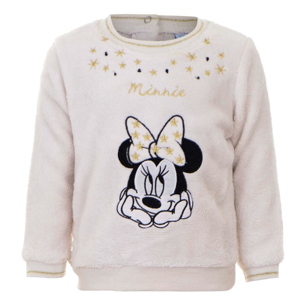 Βρεφική μπλούζα βελουτέ Disney Minnie εκρού για κορίτσια (6-24 μηνών)