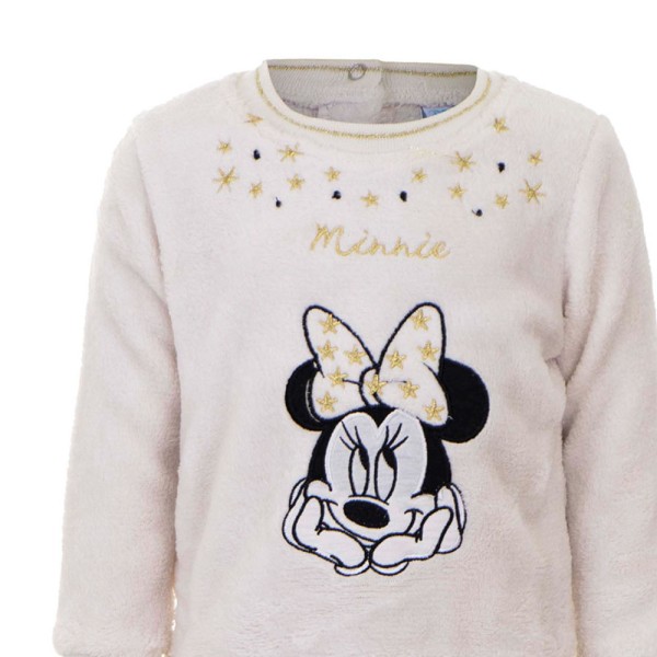 Βρεφική μπλούζα βελουτέ Disney Minnie εκρού για κορίτσια (6-24 μηνών)