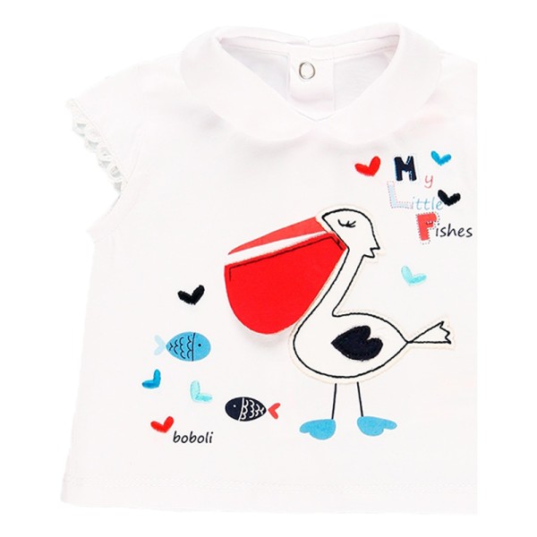Βρεφικό σετ t-shirt με φουφούλα για κορίτσια Boboli 122050-1100 (0-12 μηνών)