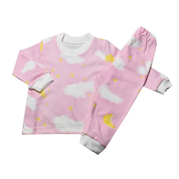 Βρεφική πιτζάμα με συννεφάκι ροζ για κορίτσια (3-9 μηνών)