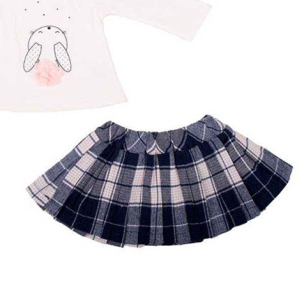 Παιδικό σετ μπλούζα φούστα λευκό-μπλε Babybol 21151 για κορίτσια (3-5 ετών)