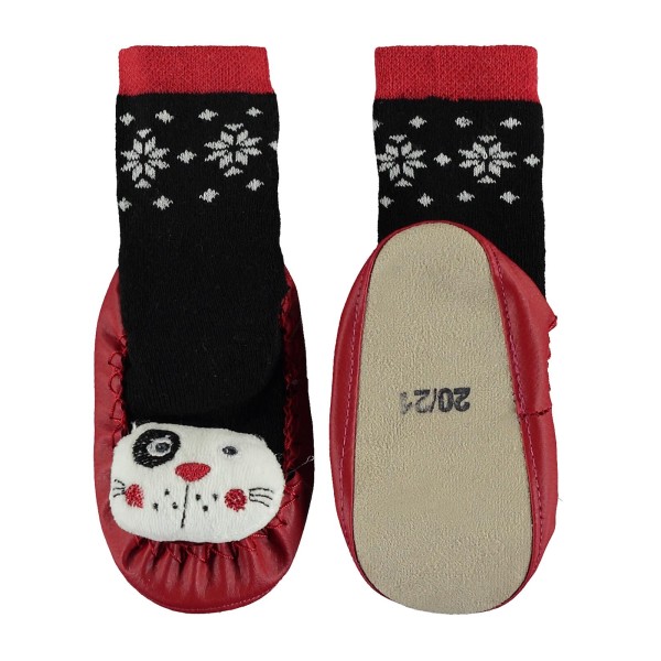 Βρεφική κάλτσα με ενισχυμένη πατούσα και ζωάκια κόκκινο για κορίτσια (20-22 νουμ.)