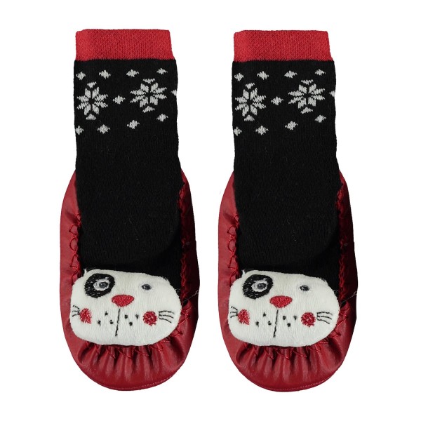 Βρεφική κάλτσα με ενισχυμένη πατούσα και ζωάκια κόκκινο για κορίτσια (20-22 νουμ.)