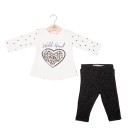 Βρεφικό σετ κολάν λευκό-μαύρο με καρδιά Babybol 21130 για κορίτσια (6-24 μηνών)