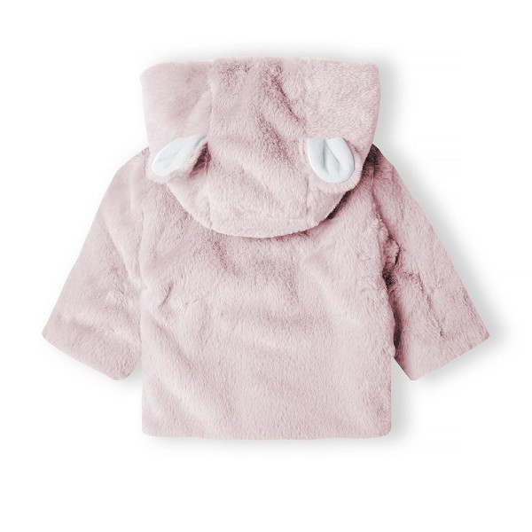 Βρεφικό γούνινο παλτό με κουκούλα ροζ Minoti babyprem29 για κορίτσια (6-18 μηνών)