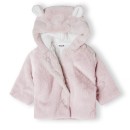 Βρεφικό γούνινο παλτό με κουκούλα ροζ Minoti babyprem29 για κορίτσια (6-18 μηνών)