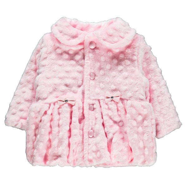 Βρεφικό μπουφάν minky ροζ φουξ για κορίτσια (6-24 μηνών)