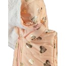 Βρεφικό μπουφάν με κουκούλα και επένδυση σομόν 'καρδούλες' για κορίτσια (6-24 μηνών)