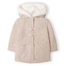 Βρεφικό παλτό με κουκούλα μπεζ-λευκό Minoti NERD4 για κορίτσια (12-36 μηνών)