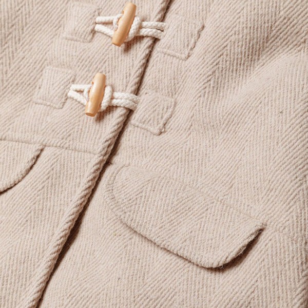 Βρεφικό παλτό με κουκούλα μπεζ-λευκό Minoti NERD4 για κορίτσια (12-36 μηνών)