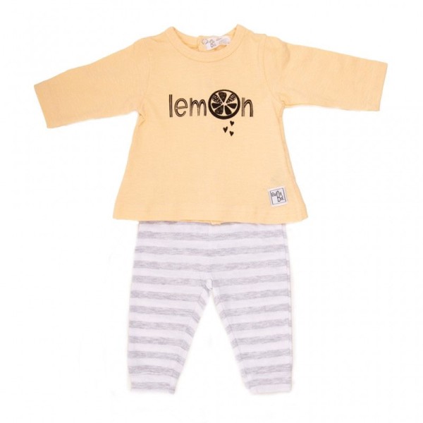 Βρεφικό σετ μπλούζα με κολάν lemon γκρι-κίτρινο για κορίτσια Babybol 11805 (6-12 μηνών)