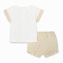 Βρεφικό σετ μπλούζα σορτς λευκό-μπεζ Tuc Tuc 11300081 για κορίτσια (6-18 μηνών)