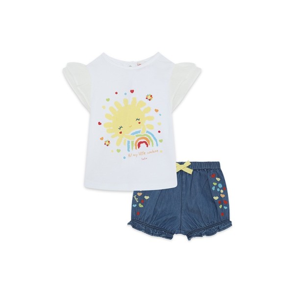 Βρεφικό σετ μπλούζα hi sunshine άσπρο και τζιν φουφούλα Tuc Tuc 11329981 για κορίτσια (6-18 μηνών)