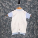 Βρεφικό φορμάκι κοντομάνικο '87' ριγέ λευκό/γαλάζιο για αγόρια (0-9 μηνών)
