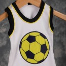 Βρεφικό κορμάκι με μπάλα ποδοσφαίρου κίτρινο/λευκό/μπλέ για αγόρια (3 μηνών)
