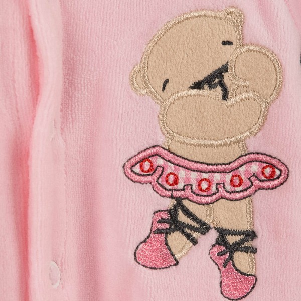 Βρεφρικό βελουτέ φορμάκι αρκουδάκι μπαλαρίνα ροζ για κορίτσια (0-12 μηνών)