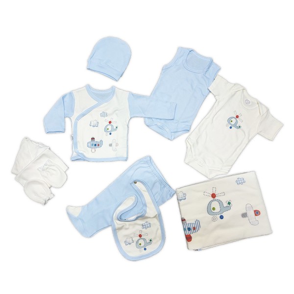 Σετ Δώρου για νεογέννητο μωρό αγόρι λευκό/γκρι/γαλάζιο 11τμχ