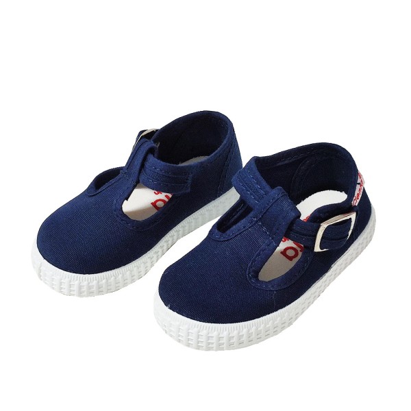 Βρεφικό παπούτσι με λουρί και κουμπί μπλε σκούρο για αγόρια Cienta 51000 Zapatilla Petito Lisa