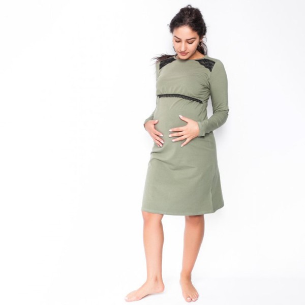Νυχτικό εγκυμοσύνης και θηλασμού χακί 'LUNA'