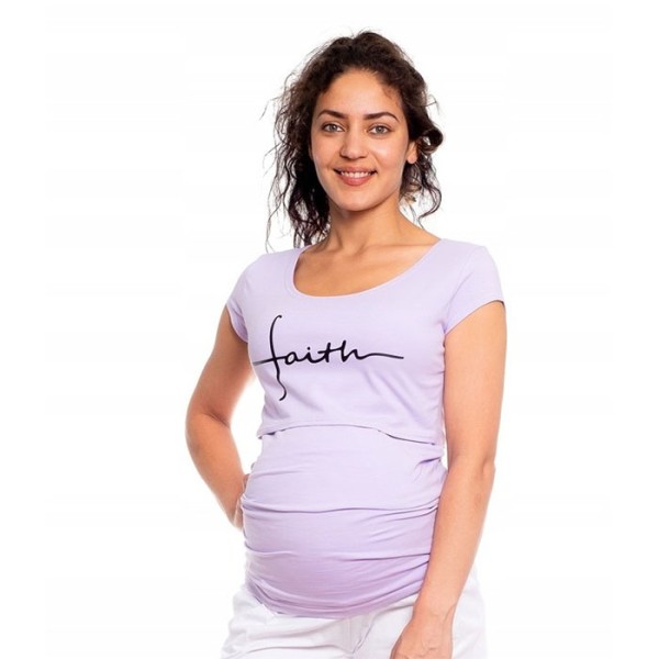 T-shirt εγκυμοσύνης και θηλασμού λιλά 'FAITH'