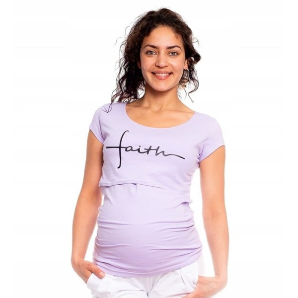 T-shirt εγκυμοσύνης και θηλασμού λιλά 'FAITH'
