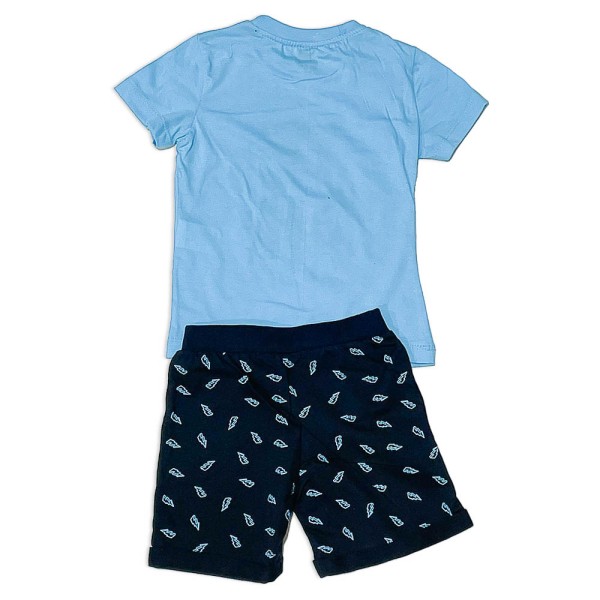 Παιδικό t-shirt και βερμούδα γαλάζιο-σκούρο μπλε για αγόρια (2-5 ετών)