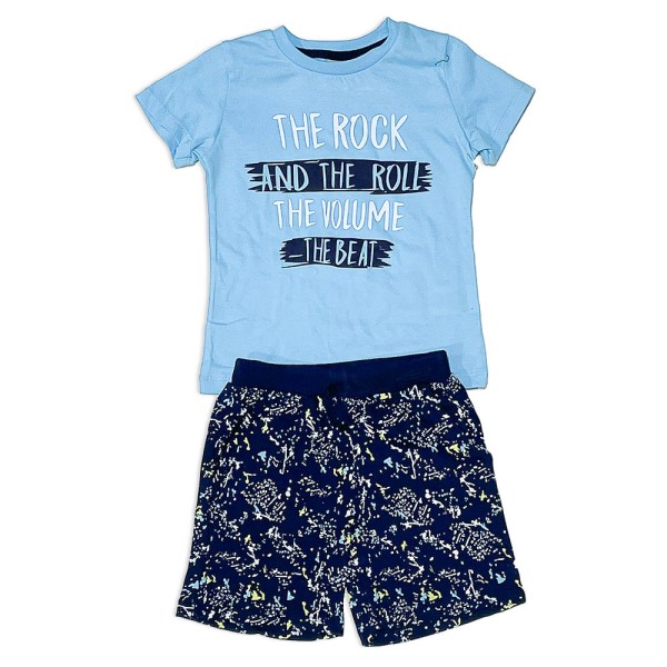 Παιδικό t-shirt και βερμούδα γαλάζιο-σκούρο μπλε για αγόρια (2-5 ετών)